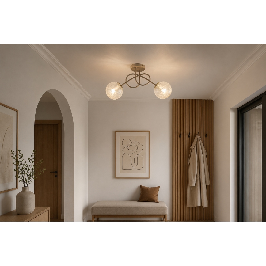 Brilagi - Plafondlamp STELLA 2xE27/60W/230V beige/goud