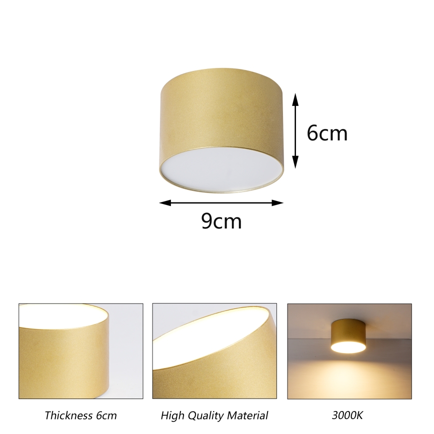 BRILAGI - Plafondlamp voor de badkamer FORIS LED/9W/230V Ø 9 cm goud IP44 CRI 90