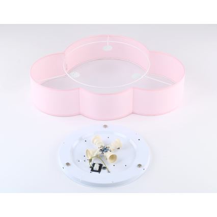 Brilagi - Plafondlamp voor kinderkamer NIMBUS 4xE27/15W/230V 46x63 cm roze
