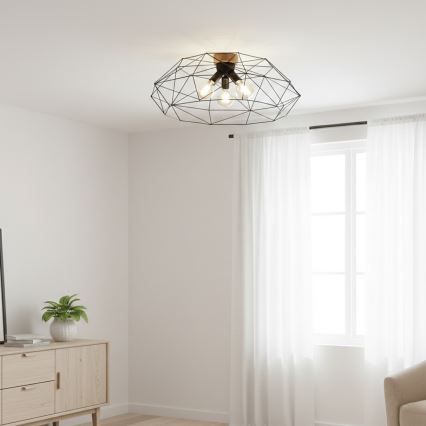 Brilagi - Plafondlamp WOODY BASKET 3xE27/60W/230V Ø 80 cm eiken