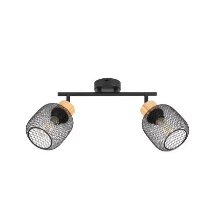 Brilagi - Plafondspot BASKLITE 2xE27/15W/230V rubberhout/zwart