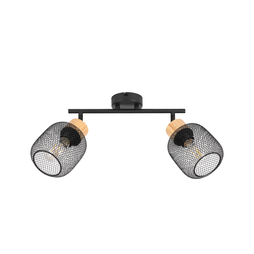 Brilagi - Plafondspot BASKLITE 2xE27/15W/230V rubberhout/zwart