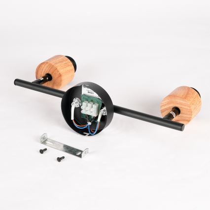 Brilagi - Plafondspot BASKLITE 2xE27/15W/230V rubberhout/zwart