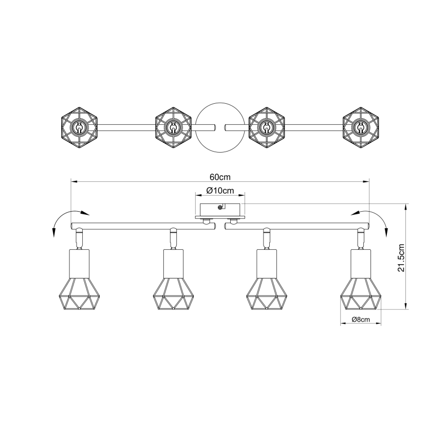 Brilagi - Plafondspot CAGE 4xE14/40W/230V