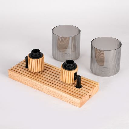 Brilagi - Plafondspot HYGGE 2xE14/15W/230V rubberhout/rookglas