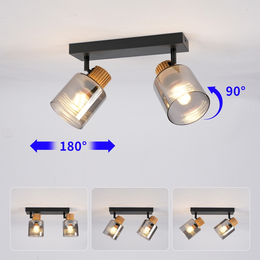 Brilagi - Plafondspot HYGGE 2xE14/15W/230V zwart/gerookt glas
