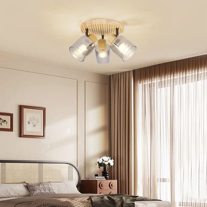 Brilagi - Plafondspot HYGGE 3xE14/15W/230V rubberhout/gerookt