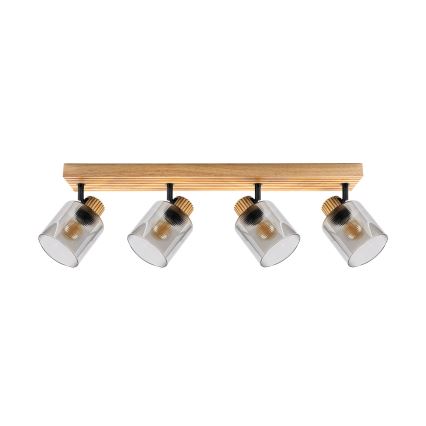 Brilagi - Plafondspot HYGGE 4xE14/15W/230V hout/gerookt glas