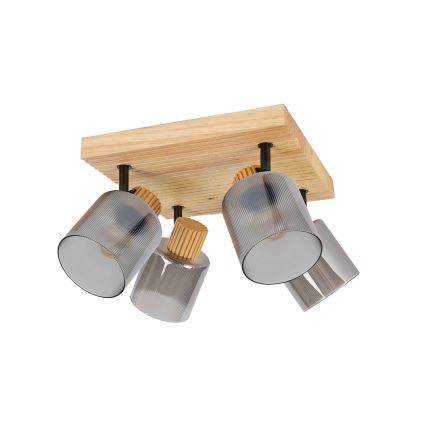 Brilagi - Plafondspot HYGGE 4xE14/15W/230V hout/rookglas