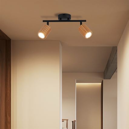 Brilagi - Plafondspot MODERN WOOD 2xGU10/8W/230V hout/zwart