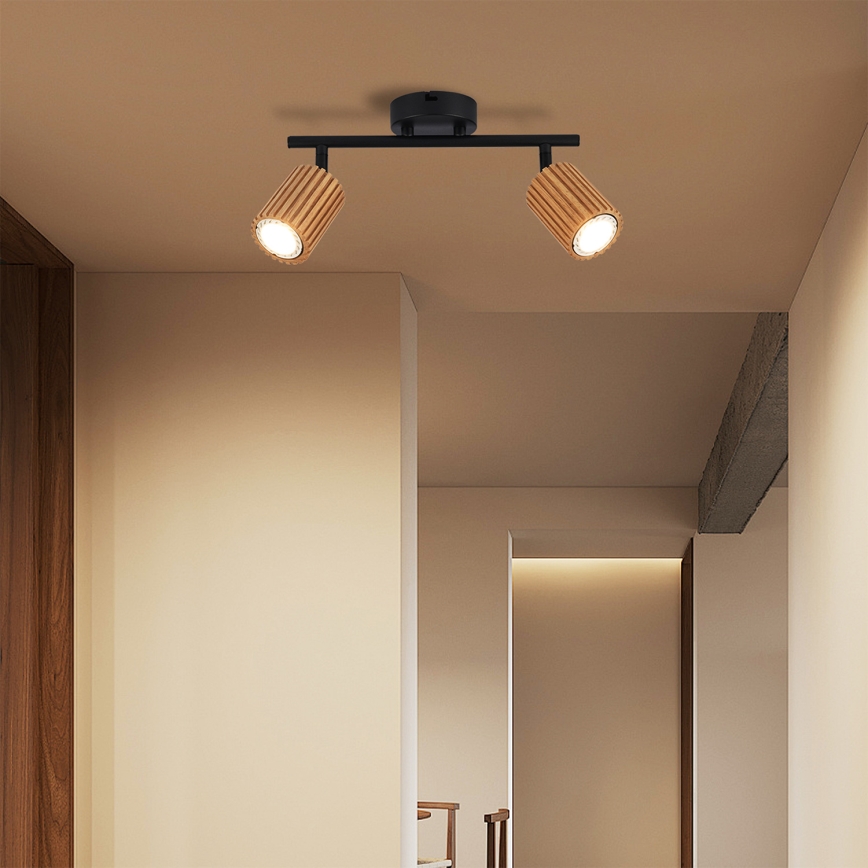 Brilagi - Plafondspot MODERN WOOD 2xGU10/8W/230V hout/zwart