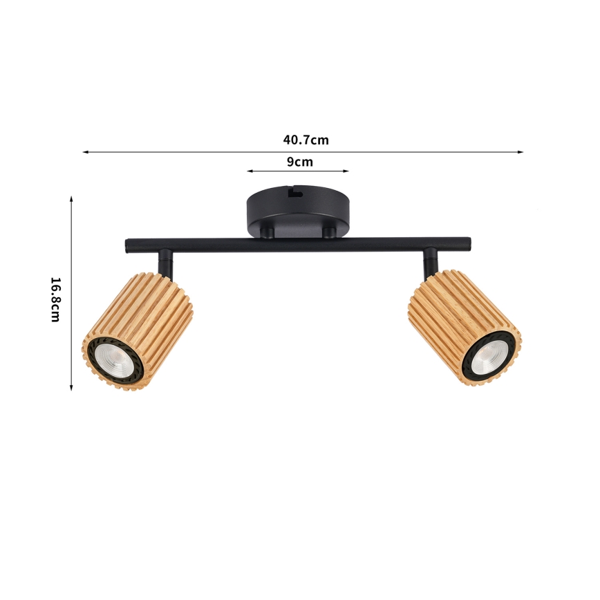 Brilagi - Plafondspot MODERN WOOD 2xGU10/8W/230V hout/zwart
