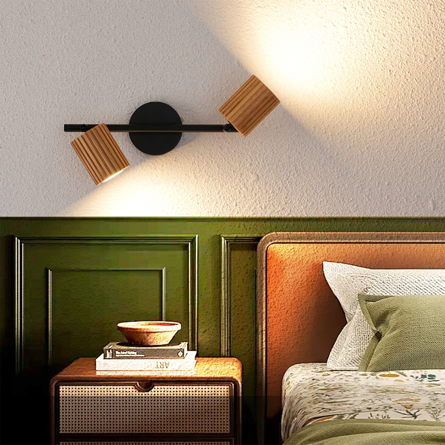 Brilagi - Plafondspot MODERN WOOD 2xGU10/8W/230V rubberhout/zwart