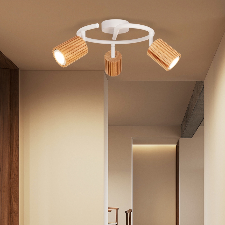 Brilagi - Plafondspot MODERN WOOD 3xGU10/8W/230V hout/wit