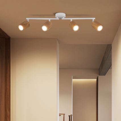 Brilagi - Plafondspot MODERN WOOD 4xGU10/8W/230V hout/wit