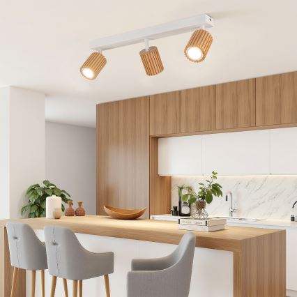 Brilagi - Plafondspot MODERN WOOD 4xGU10/8W/230V hout/wit