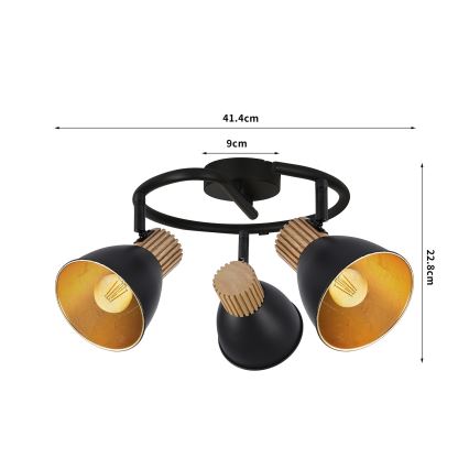 Brilagi - Plafondspot ODENSE 3xE14/10W/230V hout/zwart