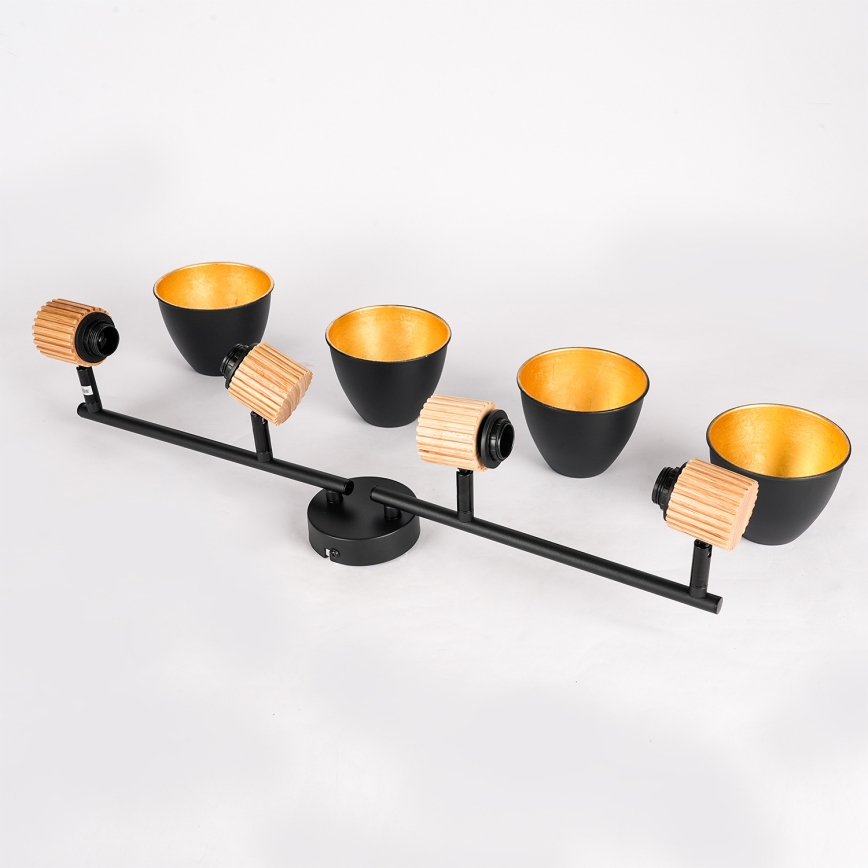 Brilagi - plafondspot ODENSE 4xE14/10W/230V rubberhout/zwart