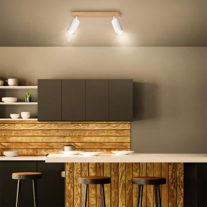 Brilagi - Plafondspot SELE 2xGU10/30W/230V wit/eiken decor