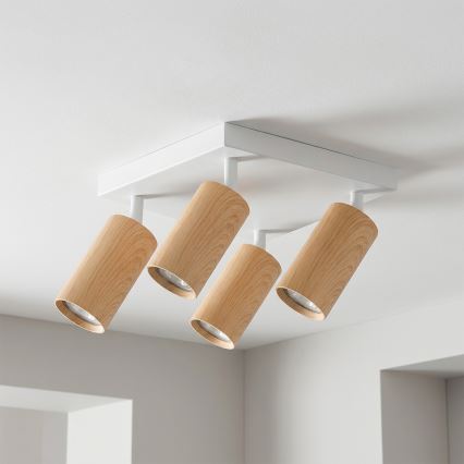 Brilagi - Plafondspot SELE SQUARE 4xGU10/30W/230V wit/eiken decor
