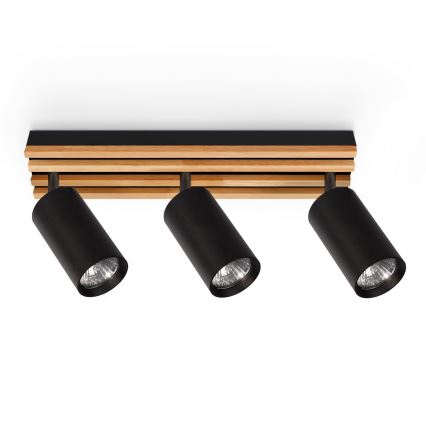 Brilagi - Plafondspot SELE WOOD 3xGU10/30W/230V zwart/hout