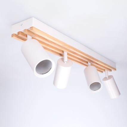 Brilagi - Plafondspot SELE WOOD ACOUSTIC 4xGU10/30W/230V wit/hout