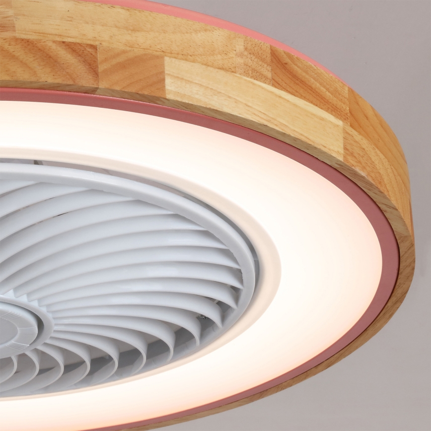 Brilagi - Dimbare LED-plafondlamp met ventilator LED/38W/230V 3000–6500K Ø 50 cm roze/eik + afstandsbediening