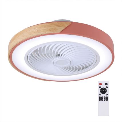 Brilagi - Dimbare LED-plafondlamp met ventilator LED/38W/230V 3000–6500K Ø 50 cm roze/eik + afstandsbediening