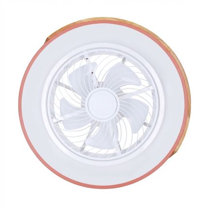 Brilagi - Dimbare LED-plafondlamp met ventilator LED/38W/230V 3000–6500K Ø 50 cm roze/eik + afstandsbediening
