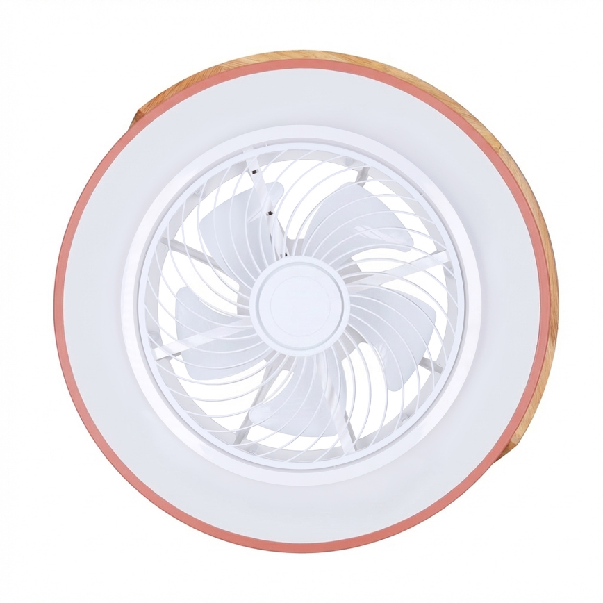 Brilagi - Dimbare LED-plafondlamp met ventilator LED/38W/230V 3000–6500K Ø 50 cm roze/eik + afstandsbediening