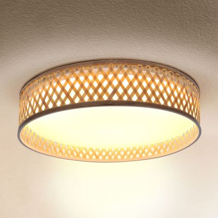 Brilagi - Plafonnier à intensité variable CAMILA LED/48W/230V 3000-6500K bambou d. 40 cm + télécommande