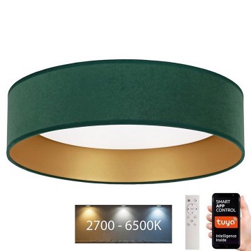 Brilagi - Plafonnier à intensité variable LED VELVET SMART LED/24W/230V d. 45 cm 2700-6500K Wi-Fi Tuya vert/doré + télécommande