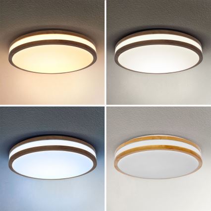Brilagi - Plafonnier à intensité variable MOLINA LED/48W/230V 3000-6500K chêne d. 38 cm + télécommande