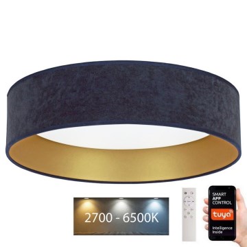Brilagi - Plafonnier à intensité variable VELVET SMART LED/36W/230V d. 55 cm 2700-6500K Wi-Fi Tuya bleu/doré + Télécommande