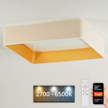 Brilagi - Plafonnier à intensité variable VELVET SQUARE SMART LED/36W/230V 2700-6500K Wi-Fi Tuya + télécommande crème