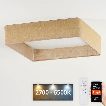 Brilagi - Plafonnier à intensité variable VELVET SQUARE SMART LED/36W/230V 2700-6500K Wi-Fi Tuya + télécommande marron