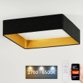 Brilagi - Plafonnier à intensité variable VELVET SQUARE SMART LED/36W/230V 2700-6500K Wi-Fi Tuya + télécommande noir
