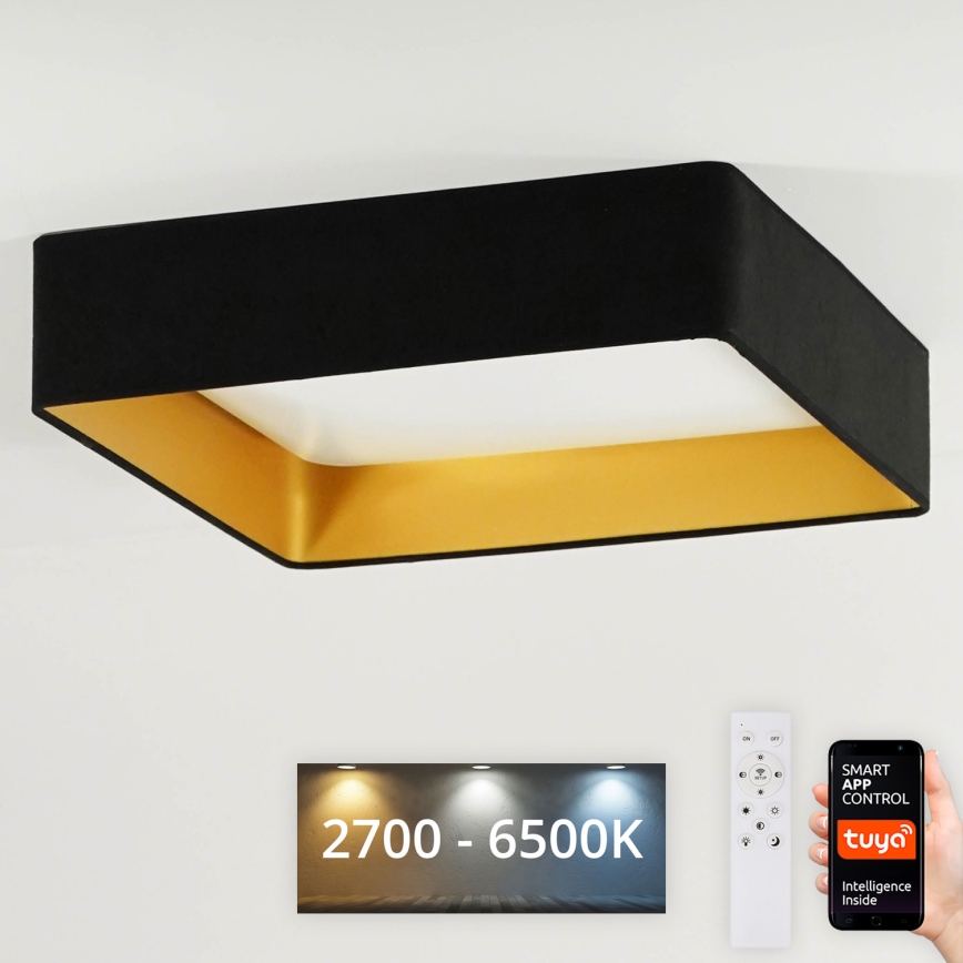 Brilagi - Plafonnier à intensité variable VELVET SQUARE SMART LED/36W/230V 2700-6500K Wi-Fi Tuya + Télécommande noir