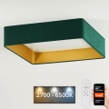 Brilagi - Plafonnier à intensité variable VELVET SQUARE SMART LED/36W/230V 2700-6500K Wi-Fi Tuya + télécommande vert