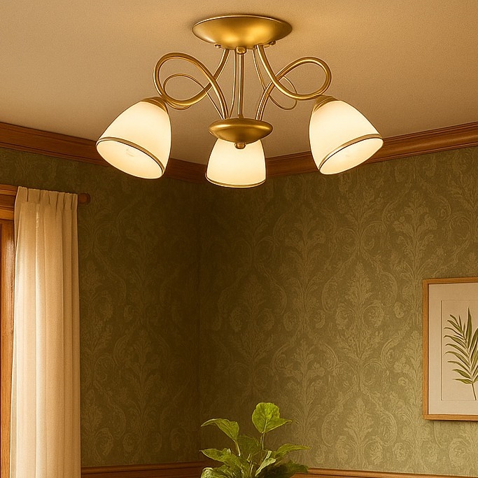 Brilagi - Plafonnier à montage affleurant FRED 3xE27/60W/230V Ø59 cm doré