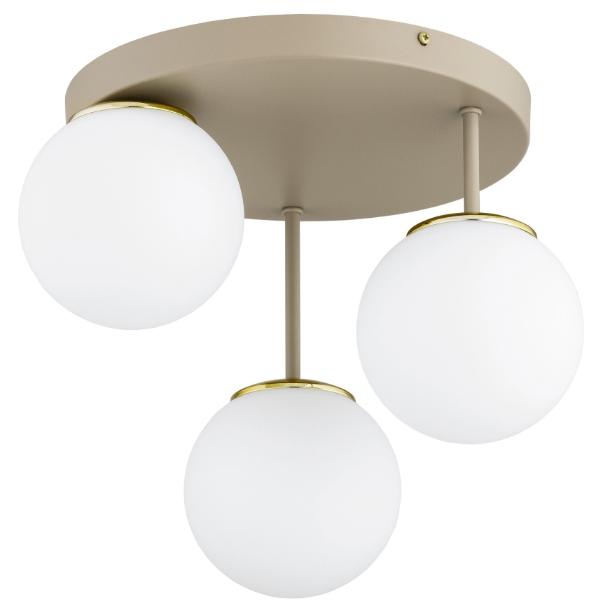 Brilagi - Plafonnier à montage en surface MILO ECRU 3xE27/60W/230V beige/doré