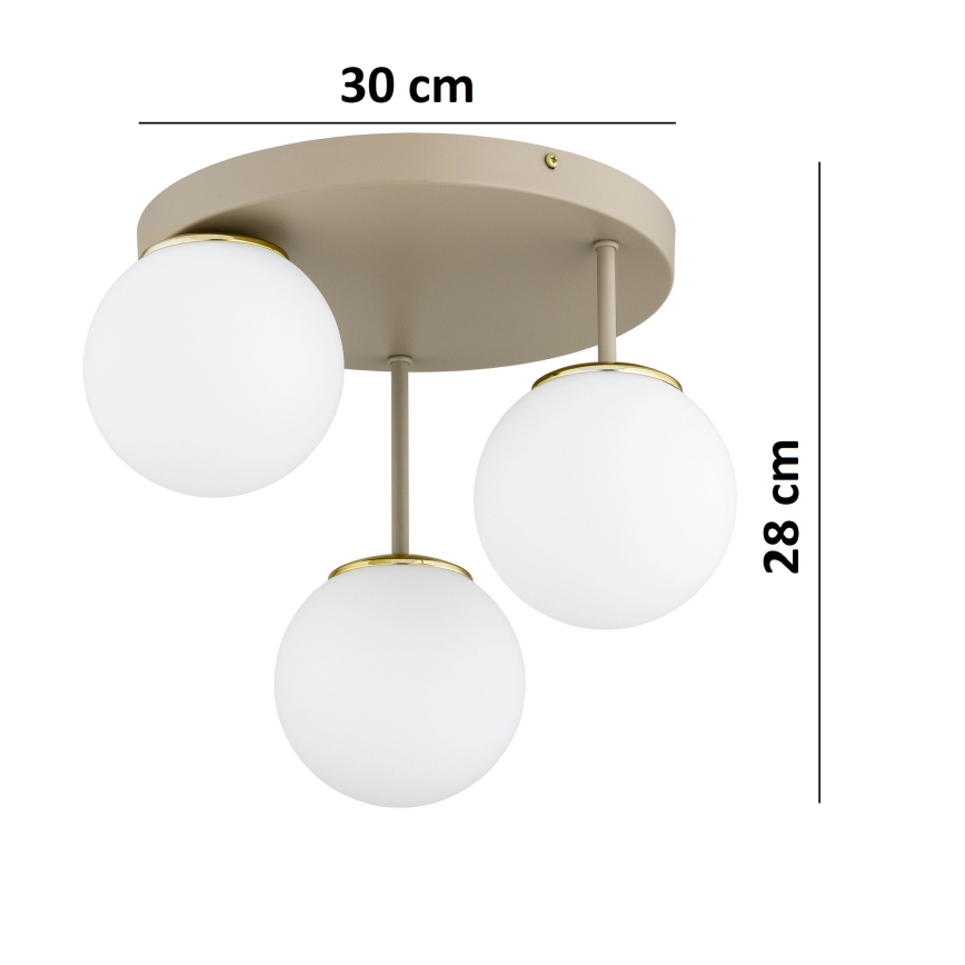 Brilagi - Plafonnier à montage en surface MILO ECRU 3xE27/60W/230V beige/doré