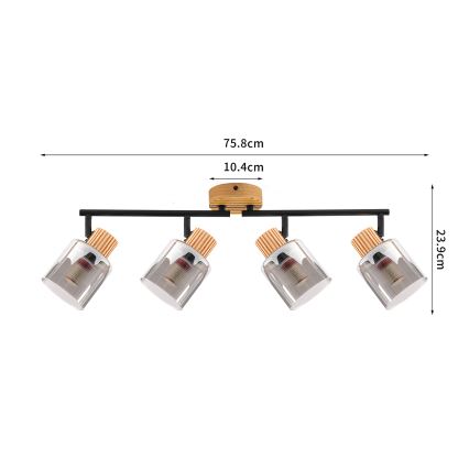 Brilagi - Plafonnier à spots HYGGE 4xE14/15W/230V bois/fumé