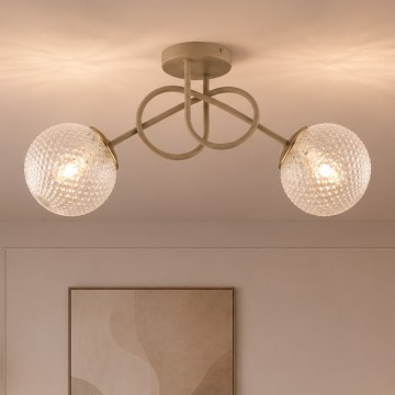 Brilagi - Plafonnier affleurant STELLA 2xE27/60W/230V beige/doré