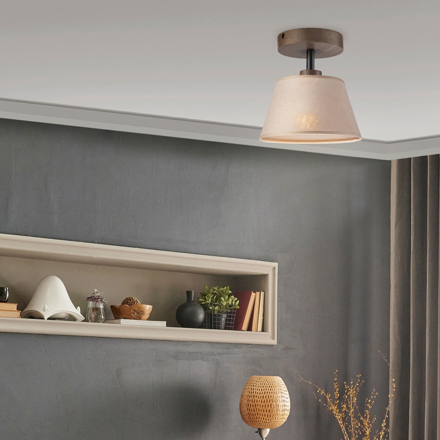 Brilagi - Plafonnier ANTHONY 1xE14/60W/230V chêne noyer/beige