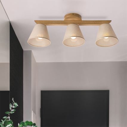 Brilagi - Plafonnier ANTHONY 3xE14/40W/230V chêne/beige