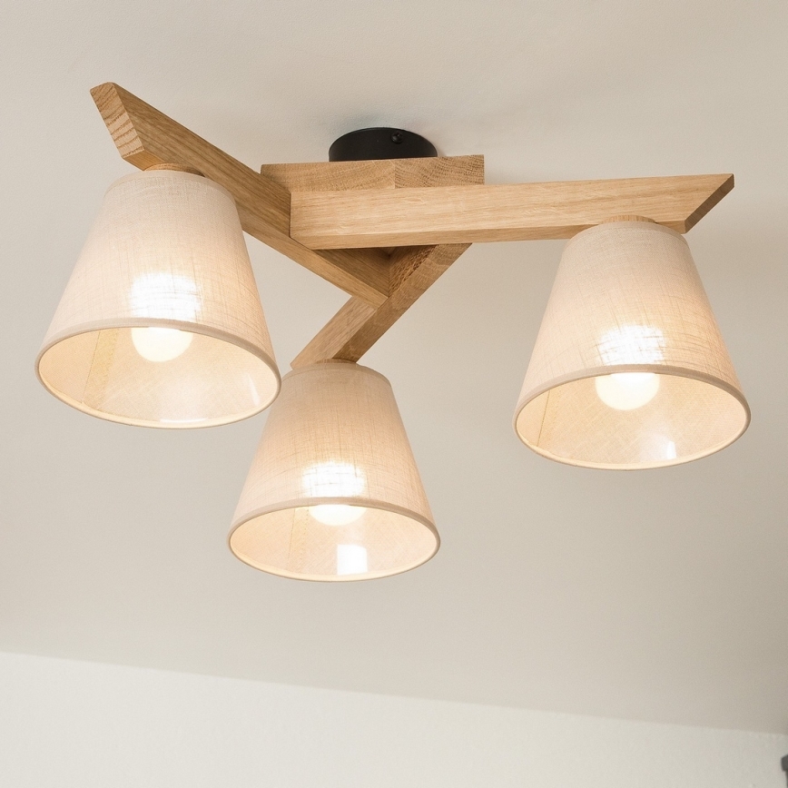 Brilagi - Plafonnier ANTHONY 3xE14/40W/230V chêne/beige