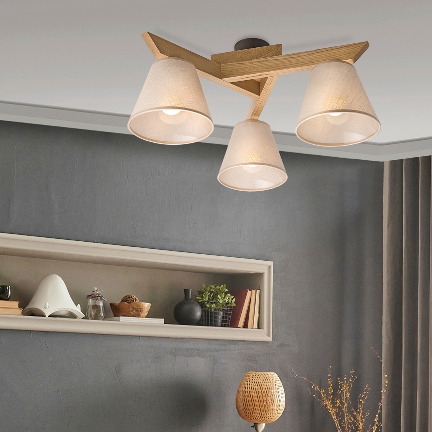 Brilagi - Plafonnier ANTHONY 3xE14/40W/230V chêne/beige