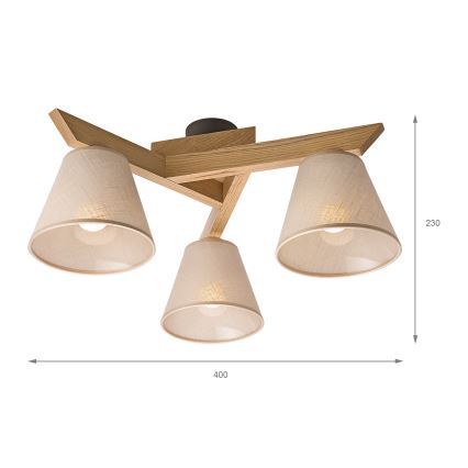 Brilagi - Plafonnier ANTHONY 3xE14/40W/230V chêne/beige