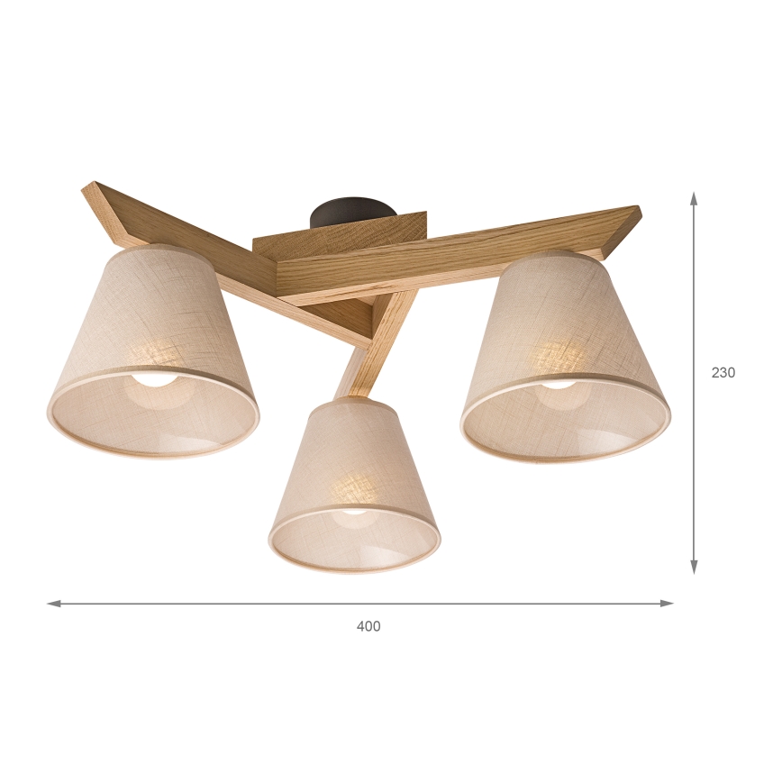 Brilagi - Plafonnier ANTHONY 3xE14/40W/230V chêne/beige